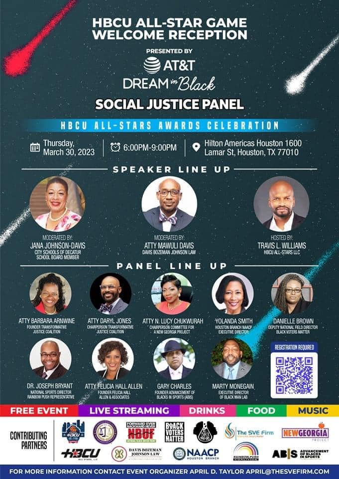 HBCU All-Star Game Welcome Reception Social Justice Panel flyer